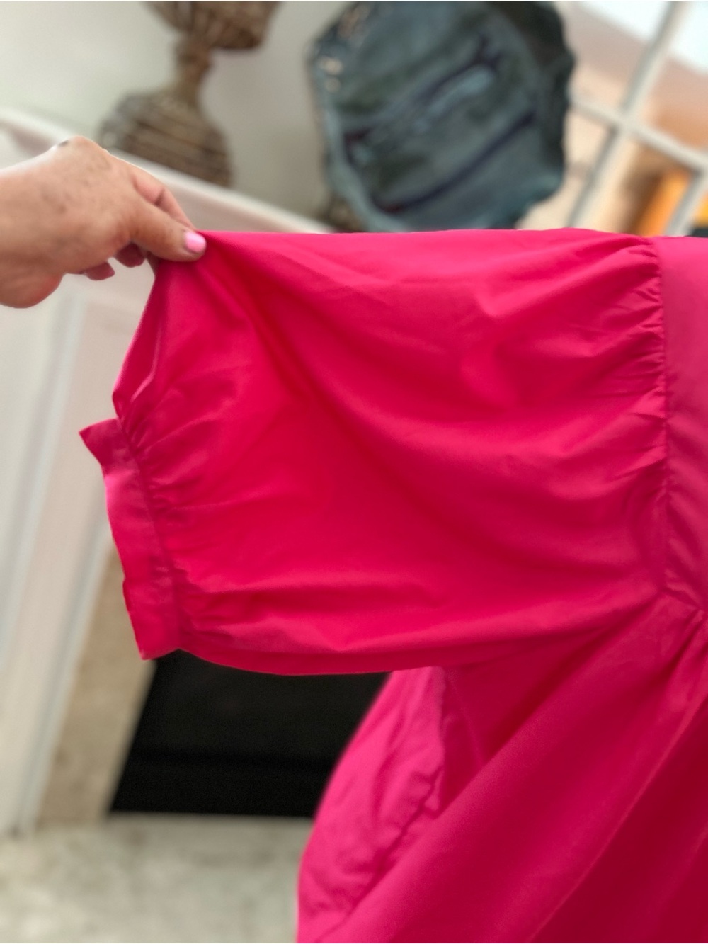 Jade Hot Pink Ruffle Stand Collar Popover Blouse - Picture 3 of 9